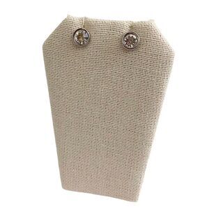 Fashionable Minimalist Stud Rhinestone Earrings in Silver Tone